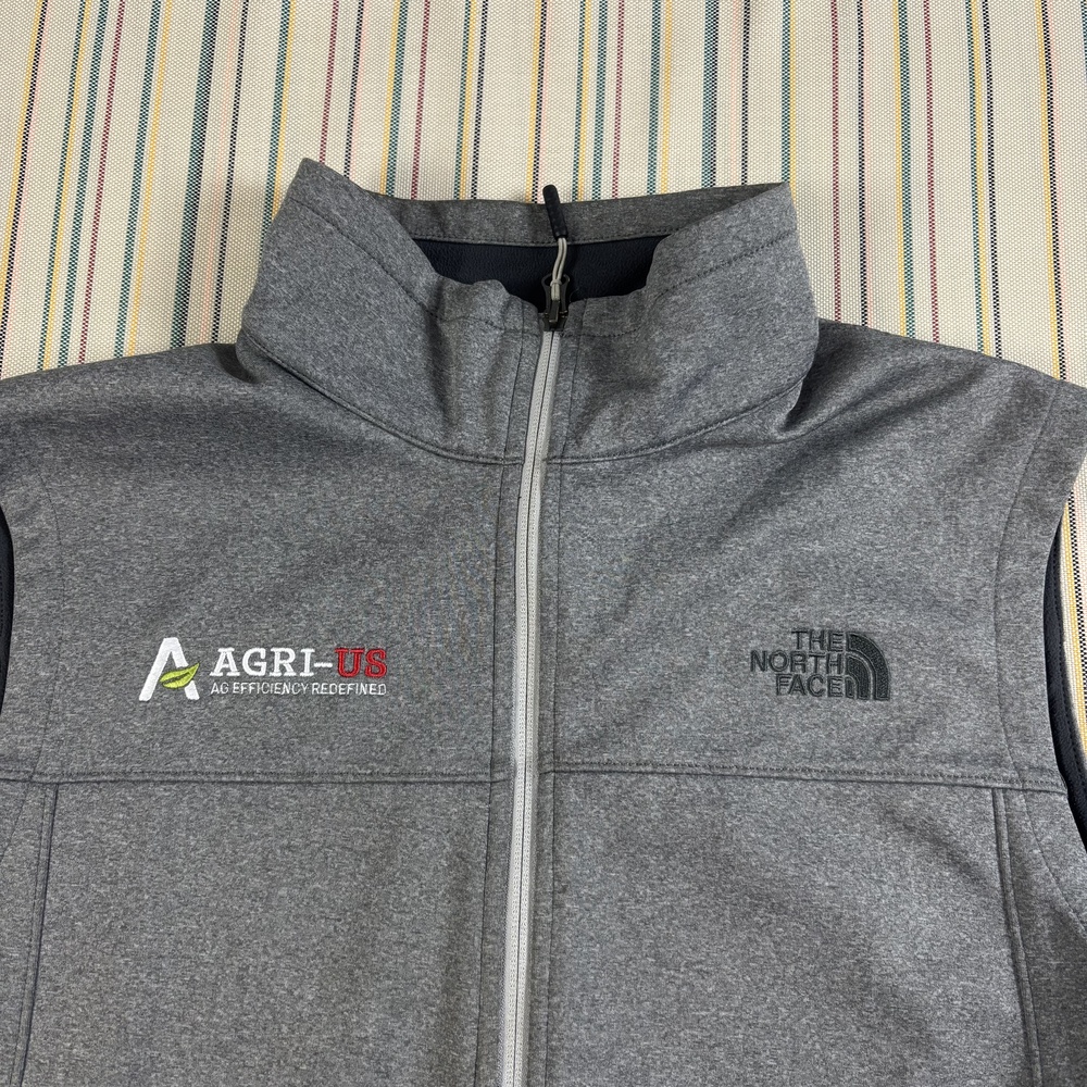The North Face Vest Mens XL Gray WindWall Soft Shell Full Zip Agri-US Logo EC